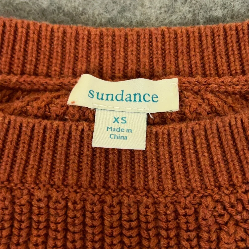 Sundance Womens‎ Sweater Extra Small Orange Ribbed Side Lace Up Boho Cozy Fall